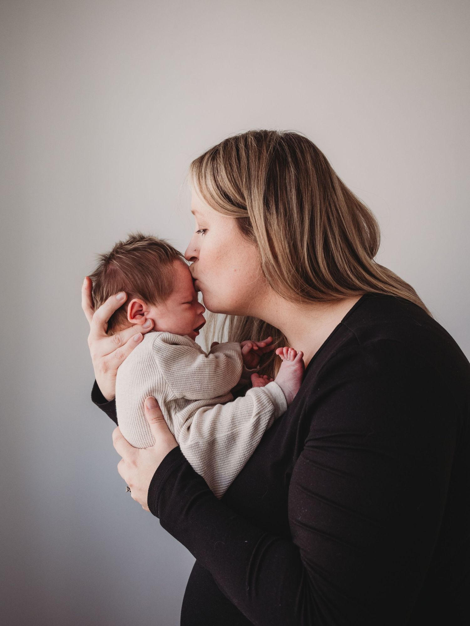 Soft neutral newborn studio photography