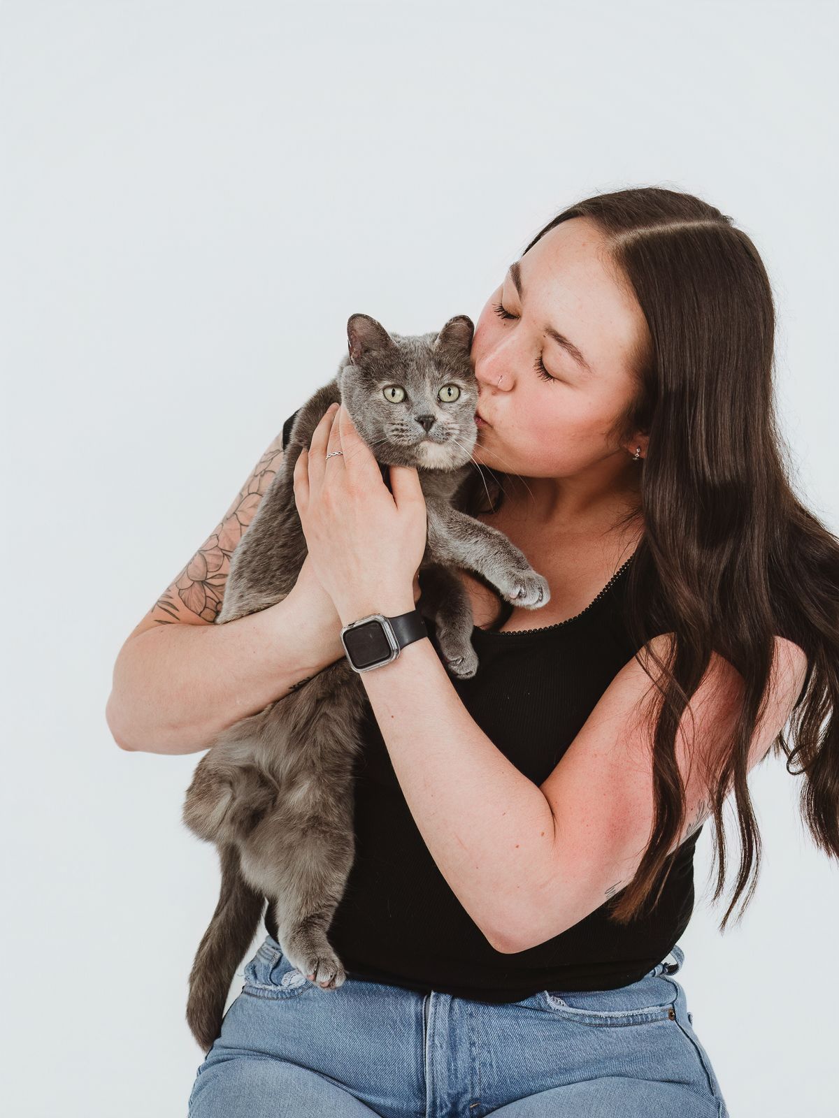 Pet and owner connection captured during a professional photography session in stony plain with Coral Konanz Photography