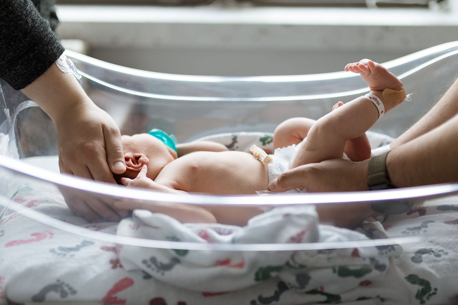 Newborn baby during Fresh 48 at St. Elizabeth Hospital in Beaumont, TX with Bree Elle Photography.