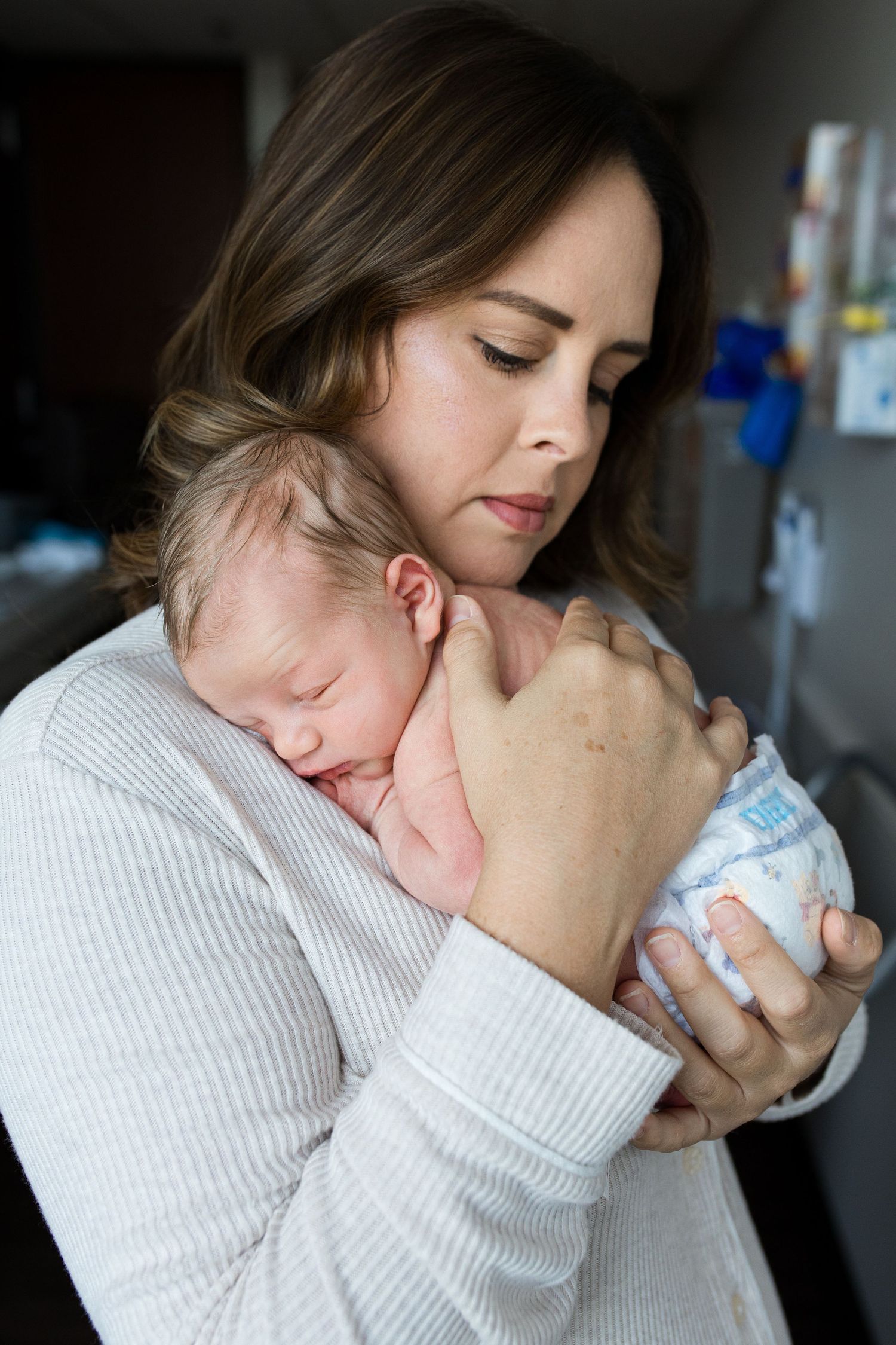 Newborn baby during Fresh 48 session at St. Elizabeth hospital in Beaumont, TX with Bree Elle Photography.