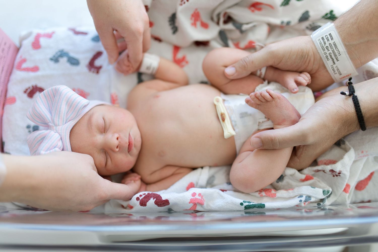 Newborn baby during their Fresh 48 session with Bree Elle Photography in Beaumont, TX at St. Elizabeth hospital.