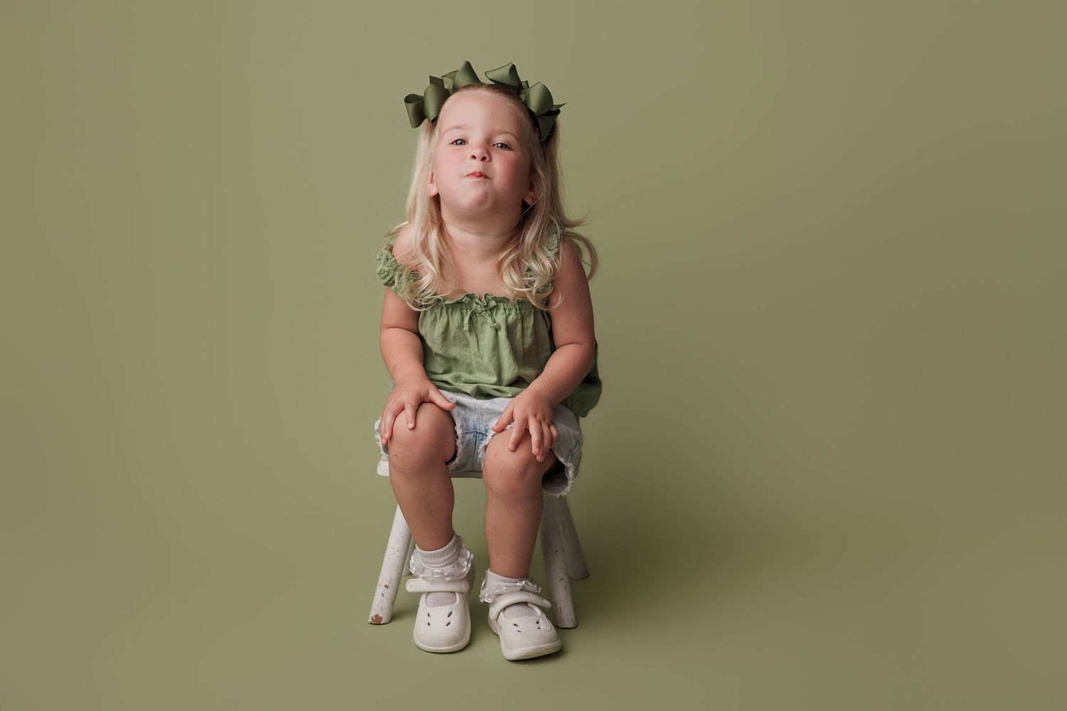 3 year old toddler girl during portrait session at Bree Elle Photography in Lumberton, Tx.