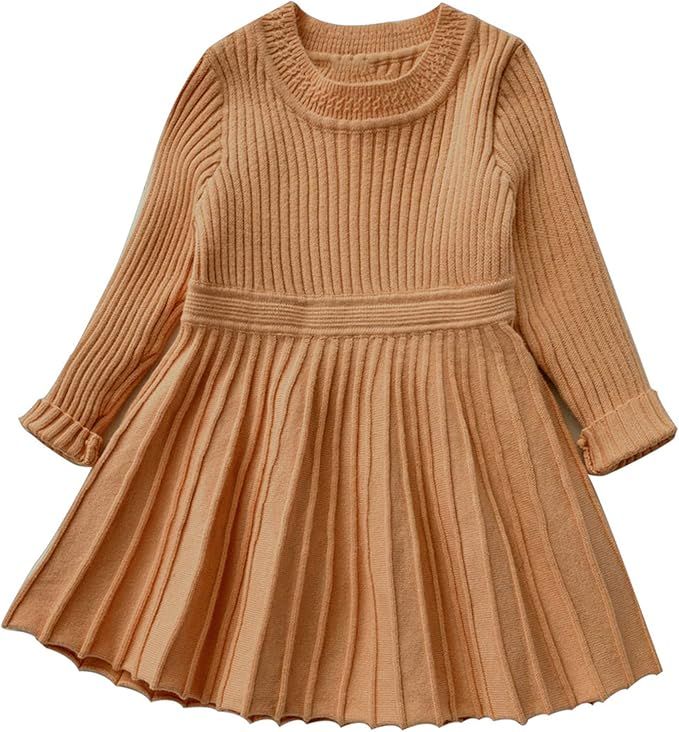 Caramel-colored ribbed knit peplum sweater with short sleeves and pleated ruffle hem shown from different angles.
