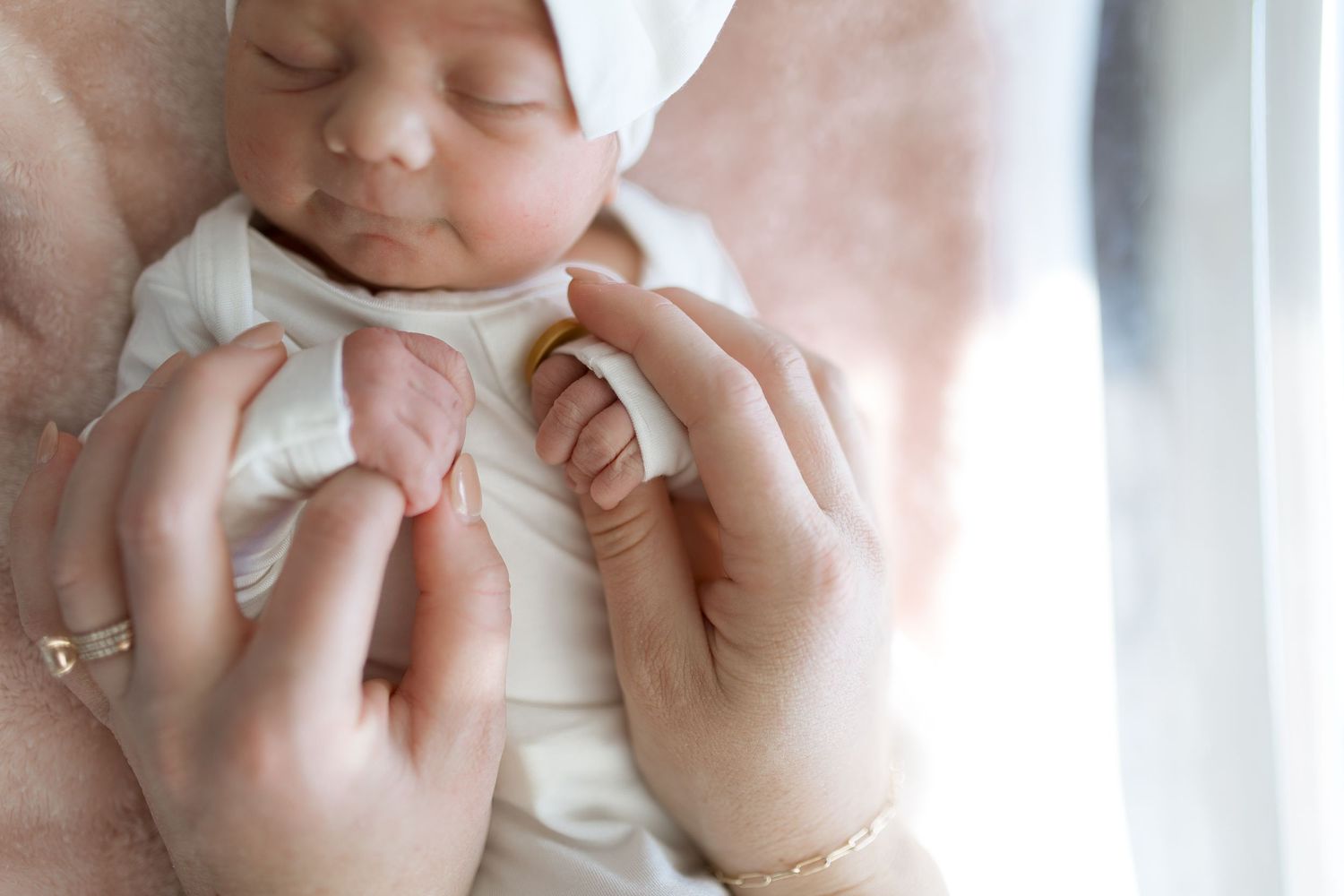 Newborn baby during their Fresh 48 session with Bree Elle Photography in Beaumont, TX at St. Elizabeth hospital.