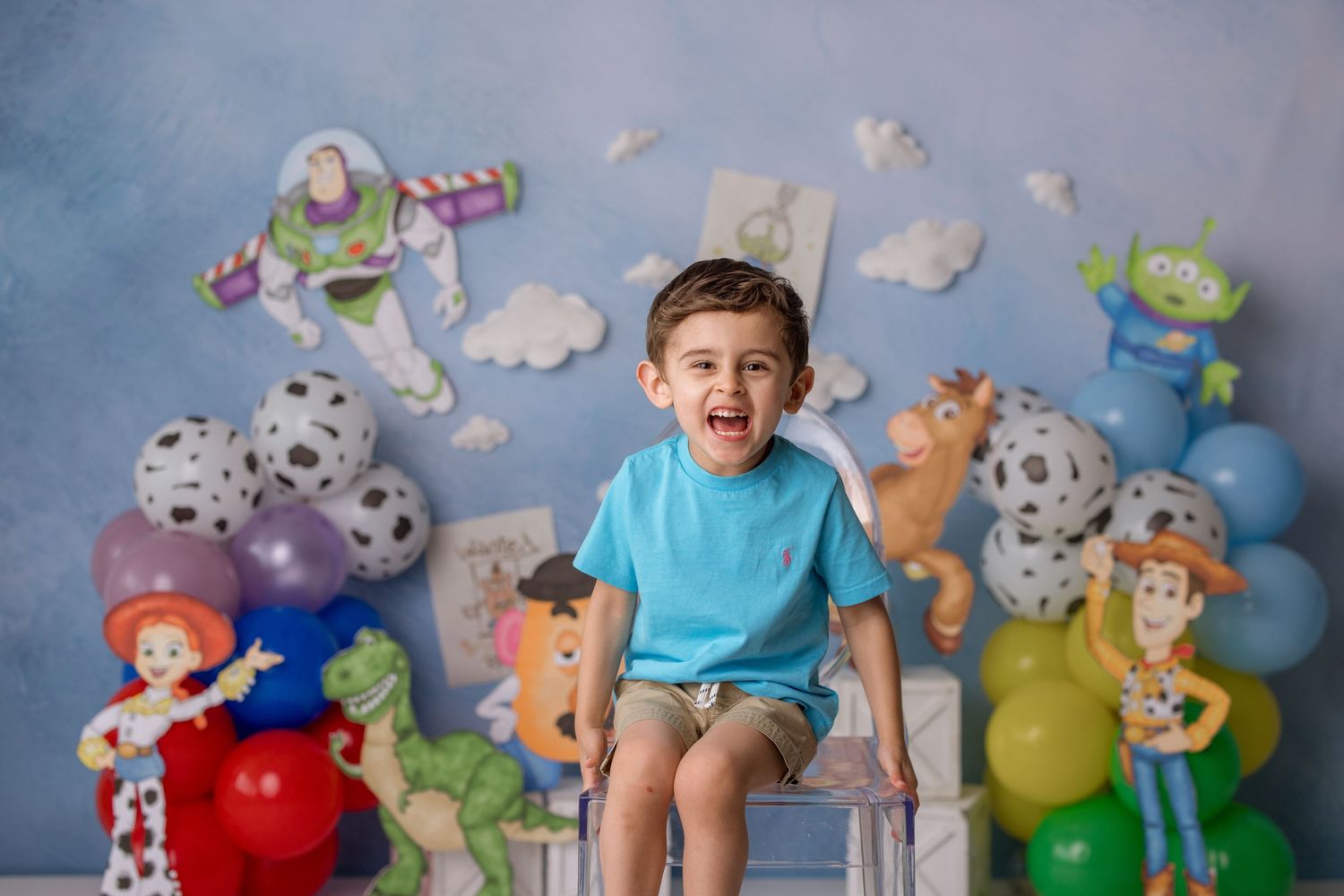 Toy Story themed photo session by Bree Elle Photography in Port Neches, TX studio. Beaumont birthday party ideas.