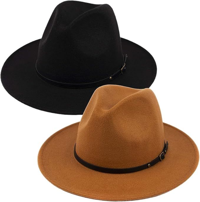 A brown fedora hat shown from multiple angles against a white background to display its style and shape.
