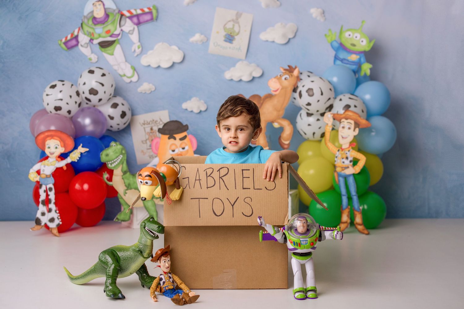 Toy Story themed photo session by Bree Elle Photography in Port Neches, TX studio. Beaumont birthday party ideas.