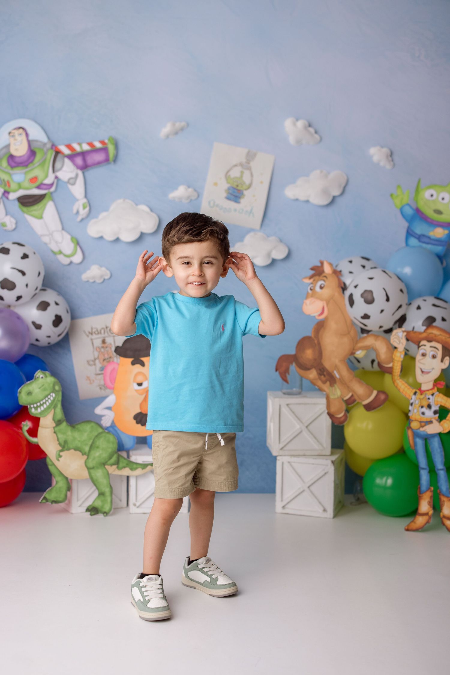 Toy Story themed session with Bree Elle Photography at Port Neches, TX studio. Beaumont birthday party ideas.