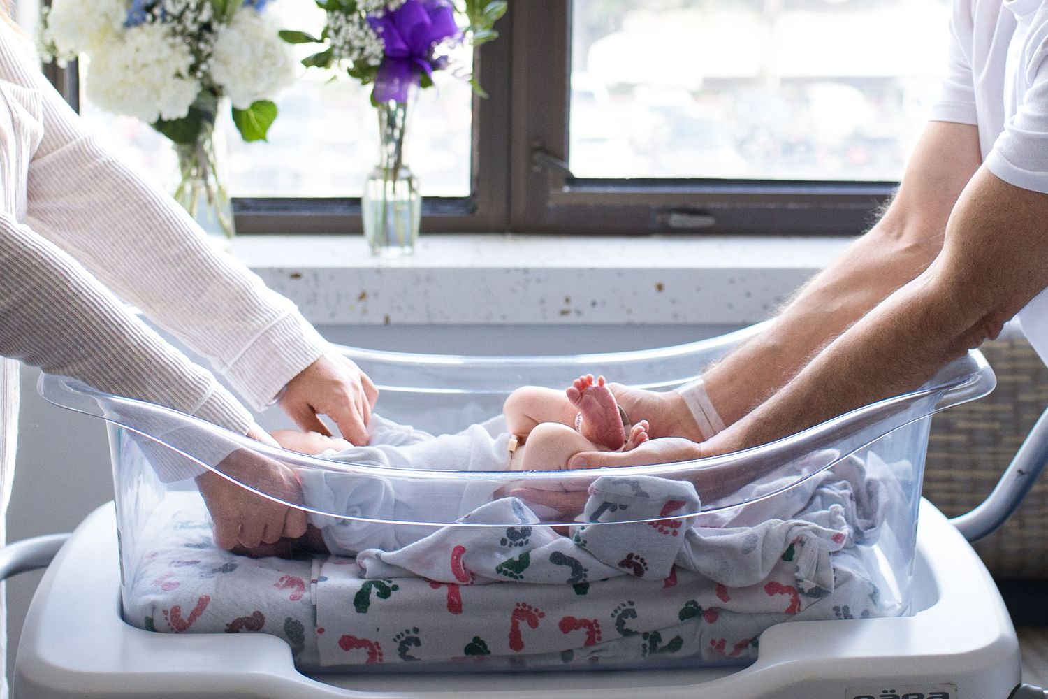 Newborn baby during Fresh 48 session at St. Elizabeth hospital in Beaumont, TX with Bree Elle Photography.