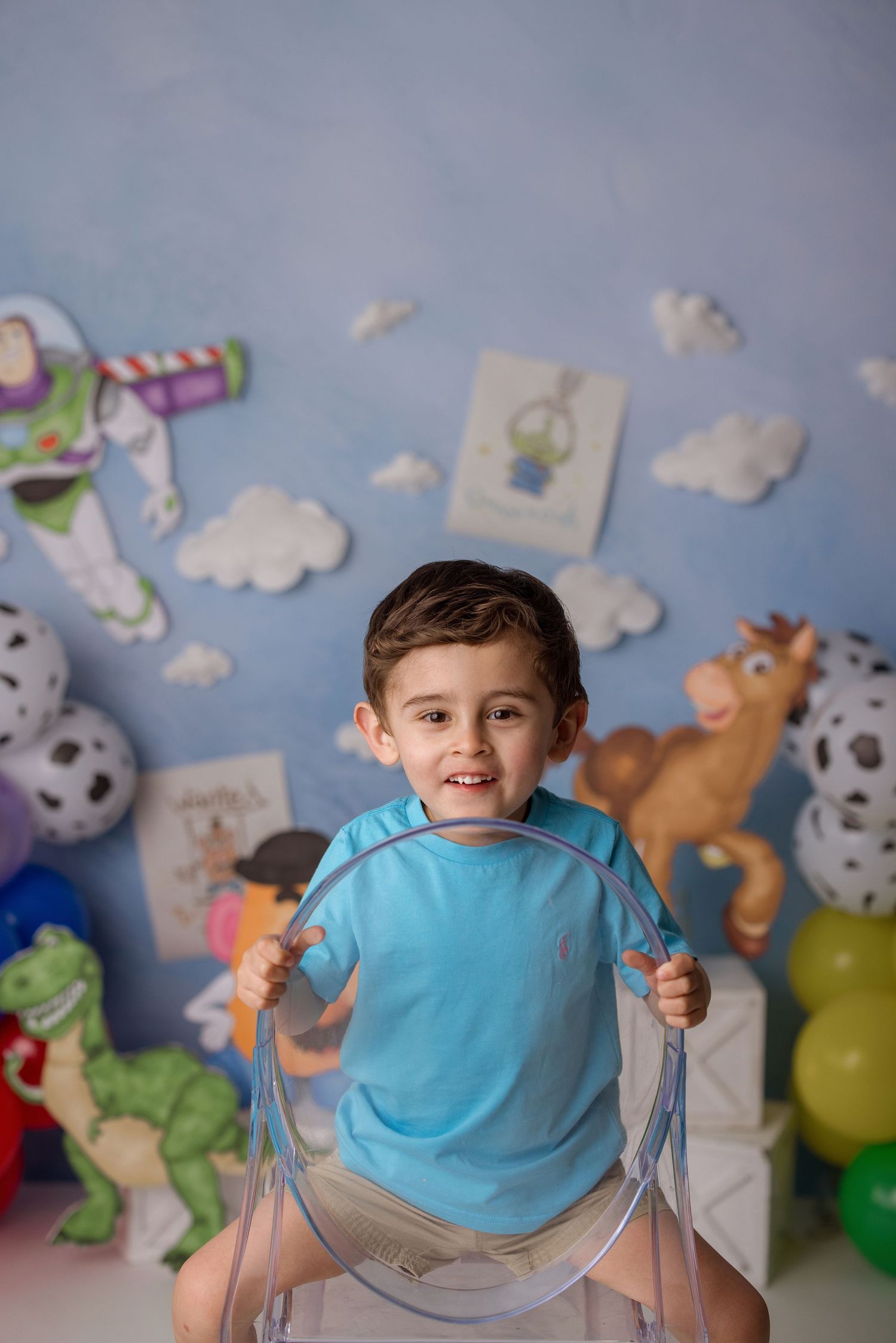 Toy Story themed session with Bree Elle Photography at Port Neches, TX studio. Beaumont birthday party ideas.