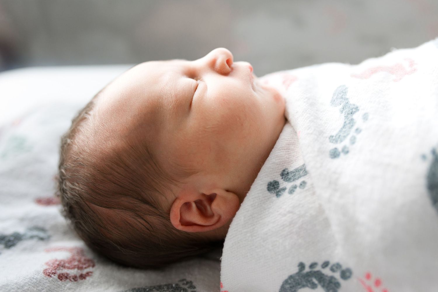 Newborn baby during Fresh 48 session with Bree Elle Photography in Beaumont, TX at St. Elizabeth hospital.