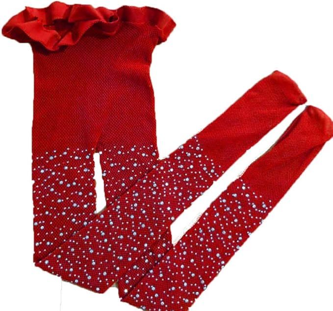 Red silk scarf with sparkling rhinestone embellishments cascading along the fabric in a decorative pattern.