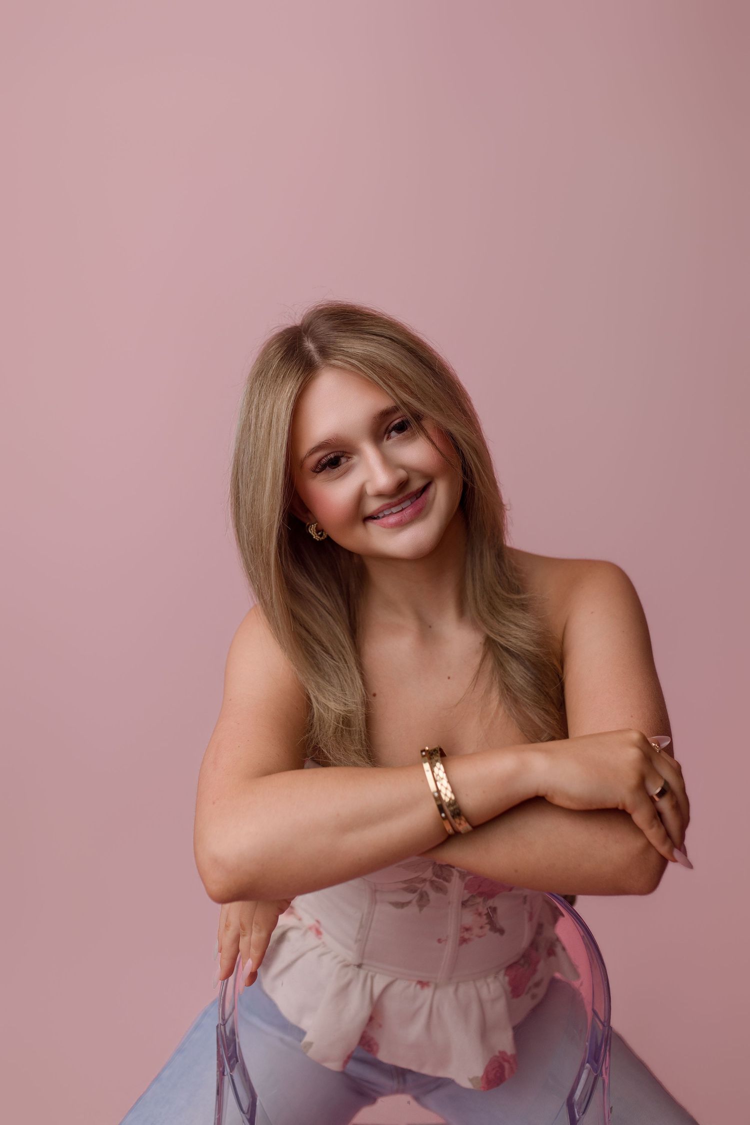 Senior during portrait session with Bree Elle Photography in Port Neches studio.