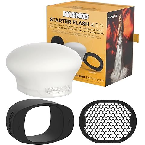 A series of photography lighting modifiers and flash diffusers shown in a product lineup from MagMod.