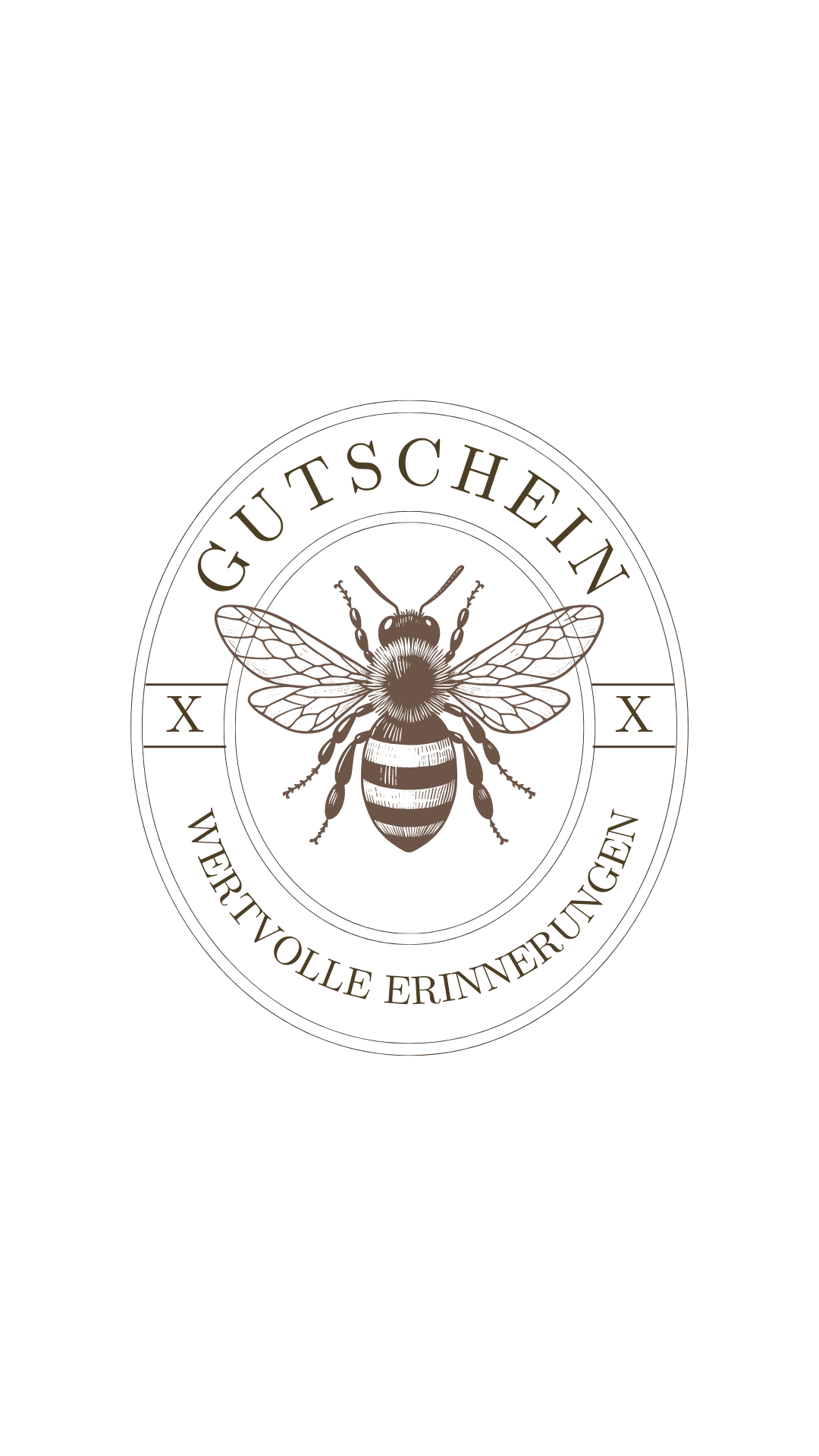Vintage-style bee logo designs in brown and white with circular frames and decorative text elements.