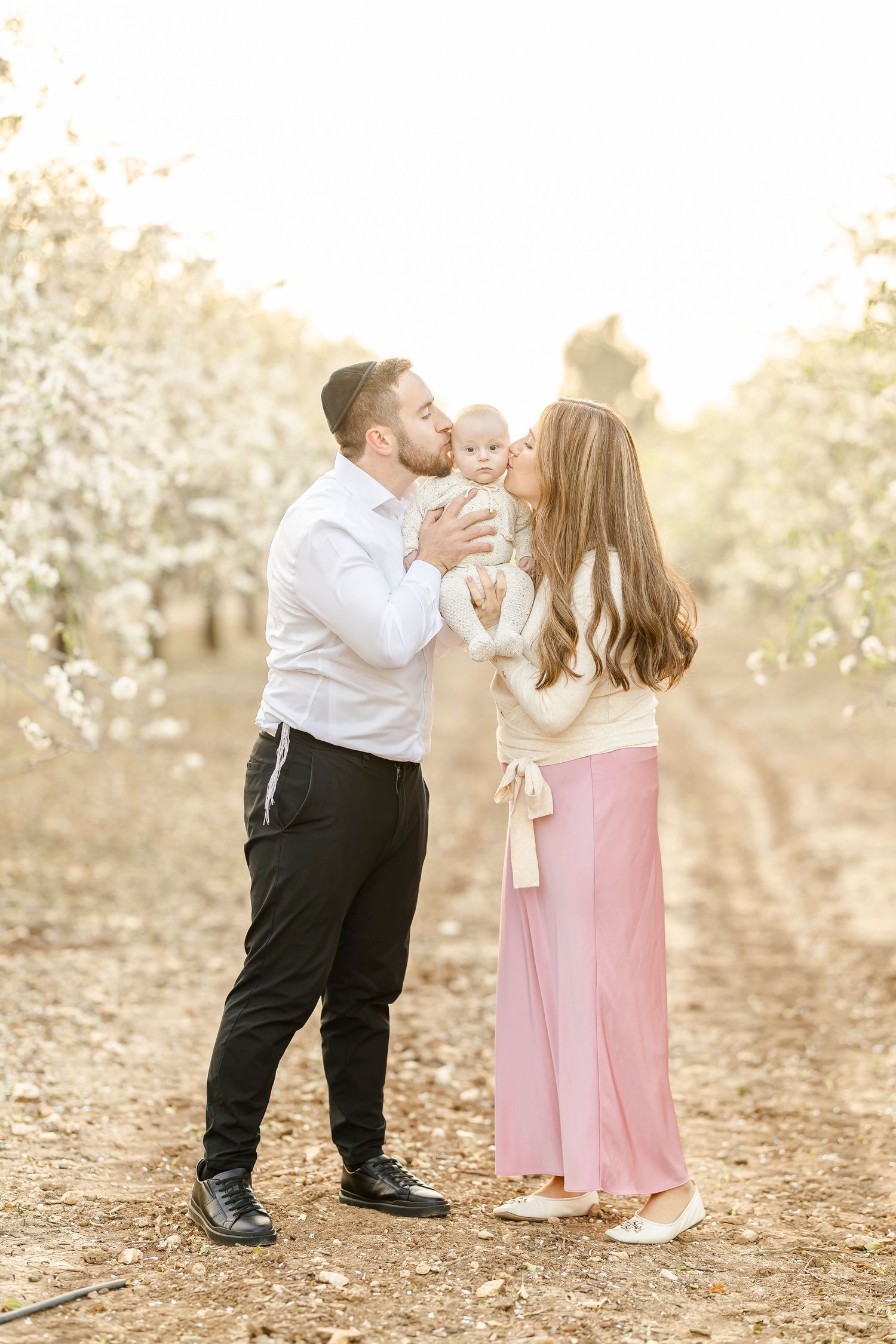 almond blossoms in Israel photoshoot
