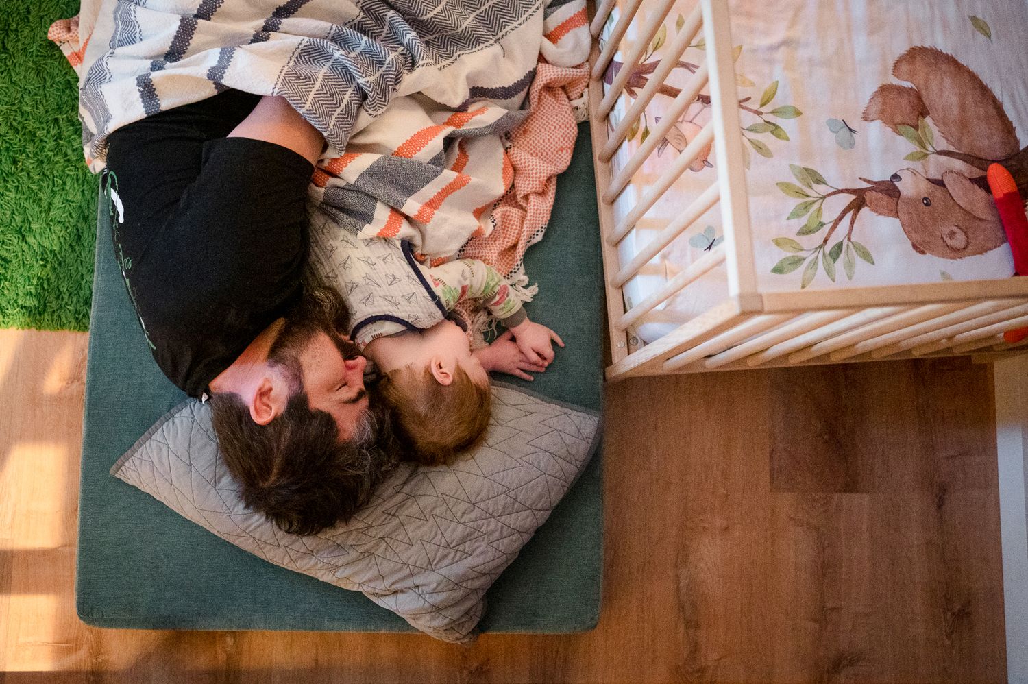 Sequence of relaxed poses on yoga mats and blankets in natural lighting.