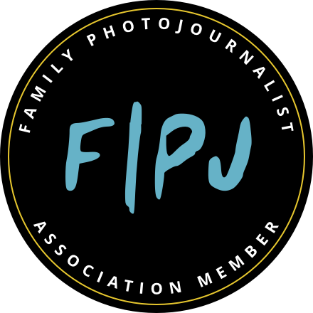 Photography association membership badges with blue text and gold circular borders.