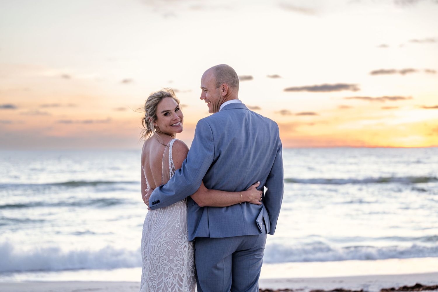 Sarasota wedding photography bride and groom couple at sunset
