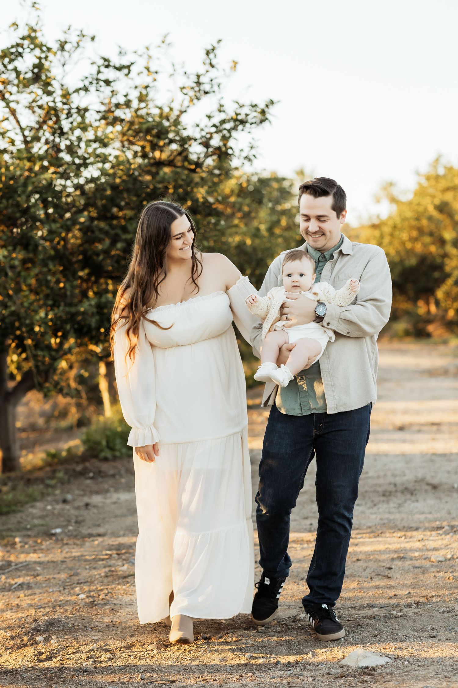 Orange County family photo session with neutral, coordinated outfits outdoors