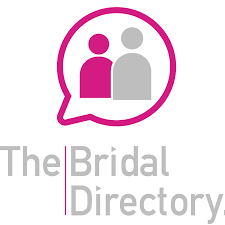 A minimalist logo design showing two silhouettes in a pink speech bubble with 'The Bridal Directory' text below.