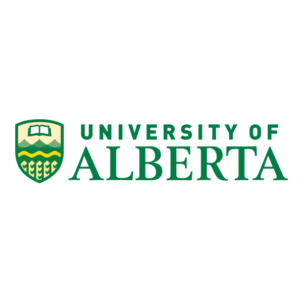 University of Alberta logo with shield emblem in green and gold colors.