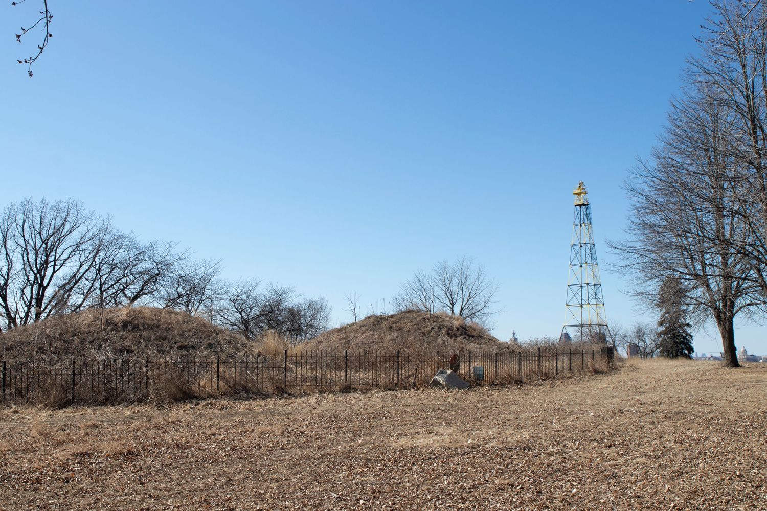 In 1929, an airway beacon was built as a part of a national network to aid pilots delivering airmail. It has been kept operational, and acts as a symbol of vastly different communities ability to exist together without hardships or disruption.