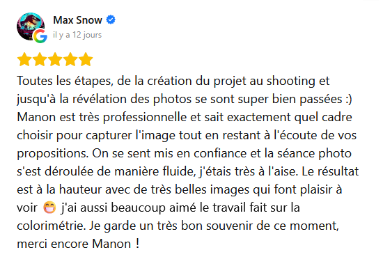 Avis client Manonp photographie