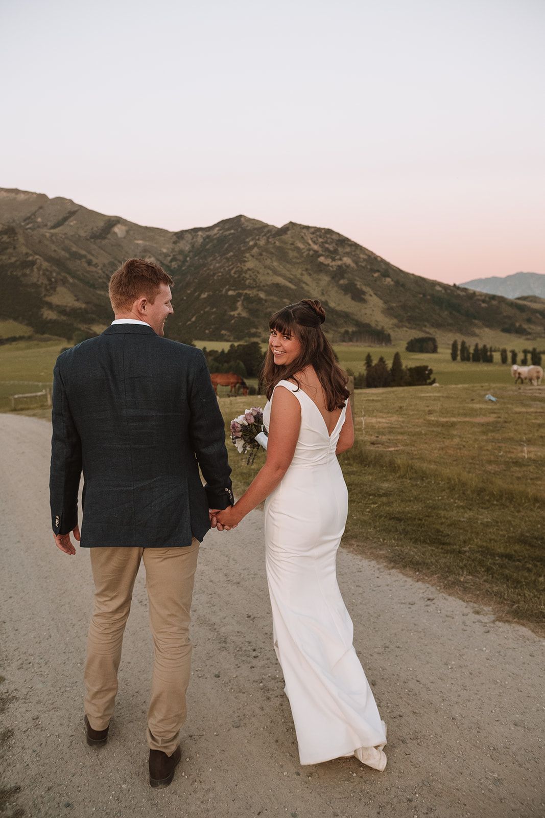 Sunset couple wedding