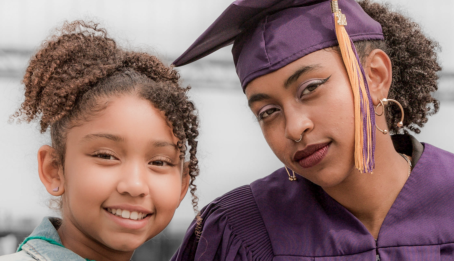 Close-up portrait series showing joyful expressions during graduation celebration.