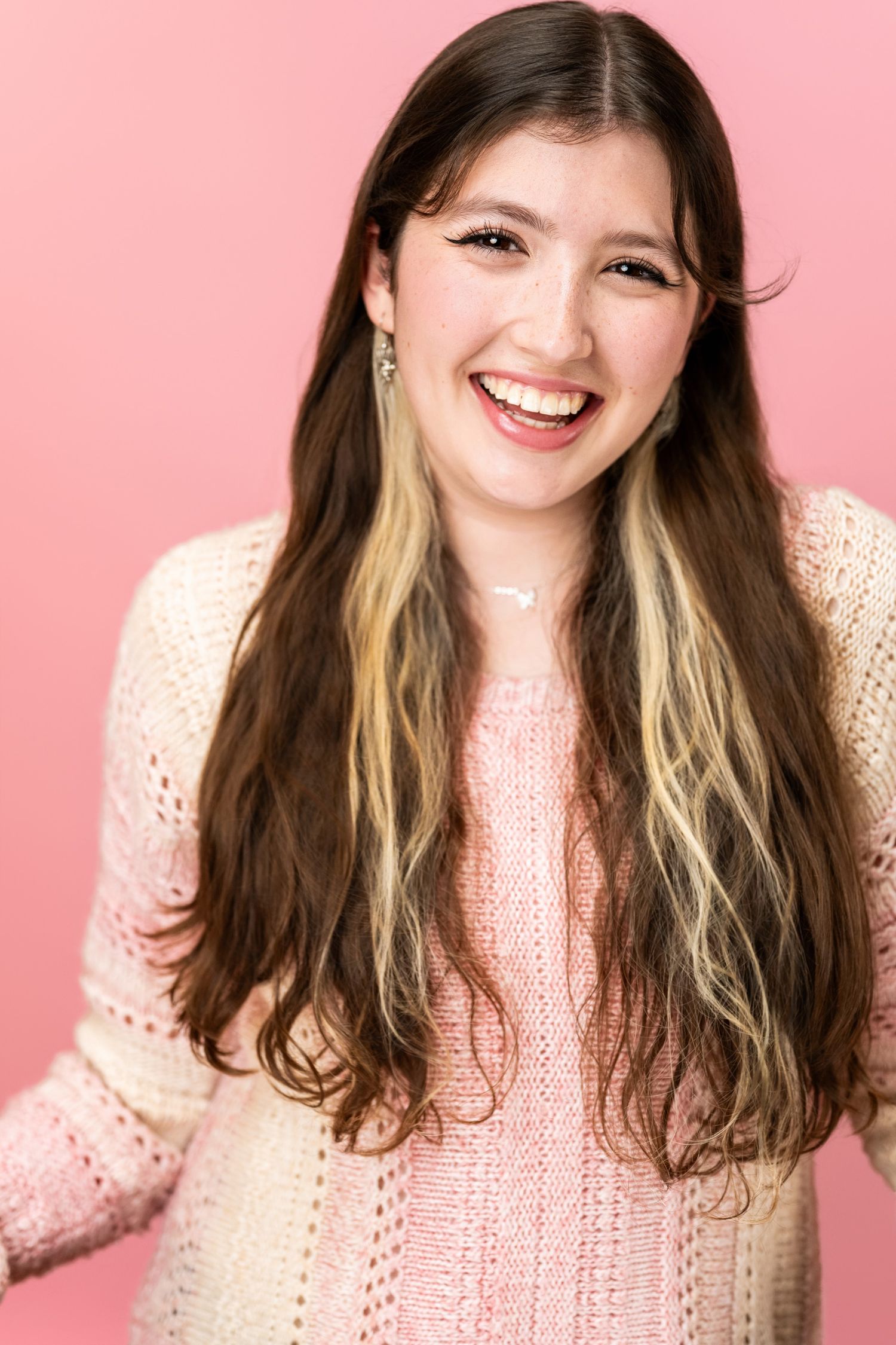 Natural college audition headshot of a Musical Theatre student with relaxed styling and a warm expression in Los Angeles.