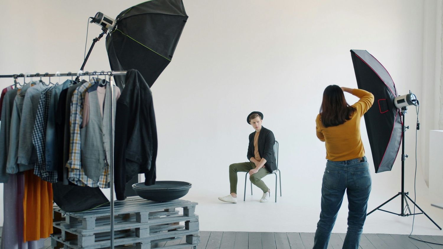 Actor headshot session in Los Angeles with wardrobe options and studio lighting