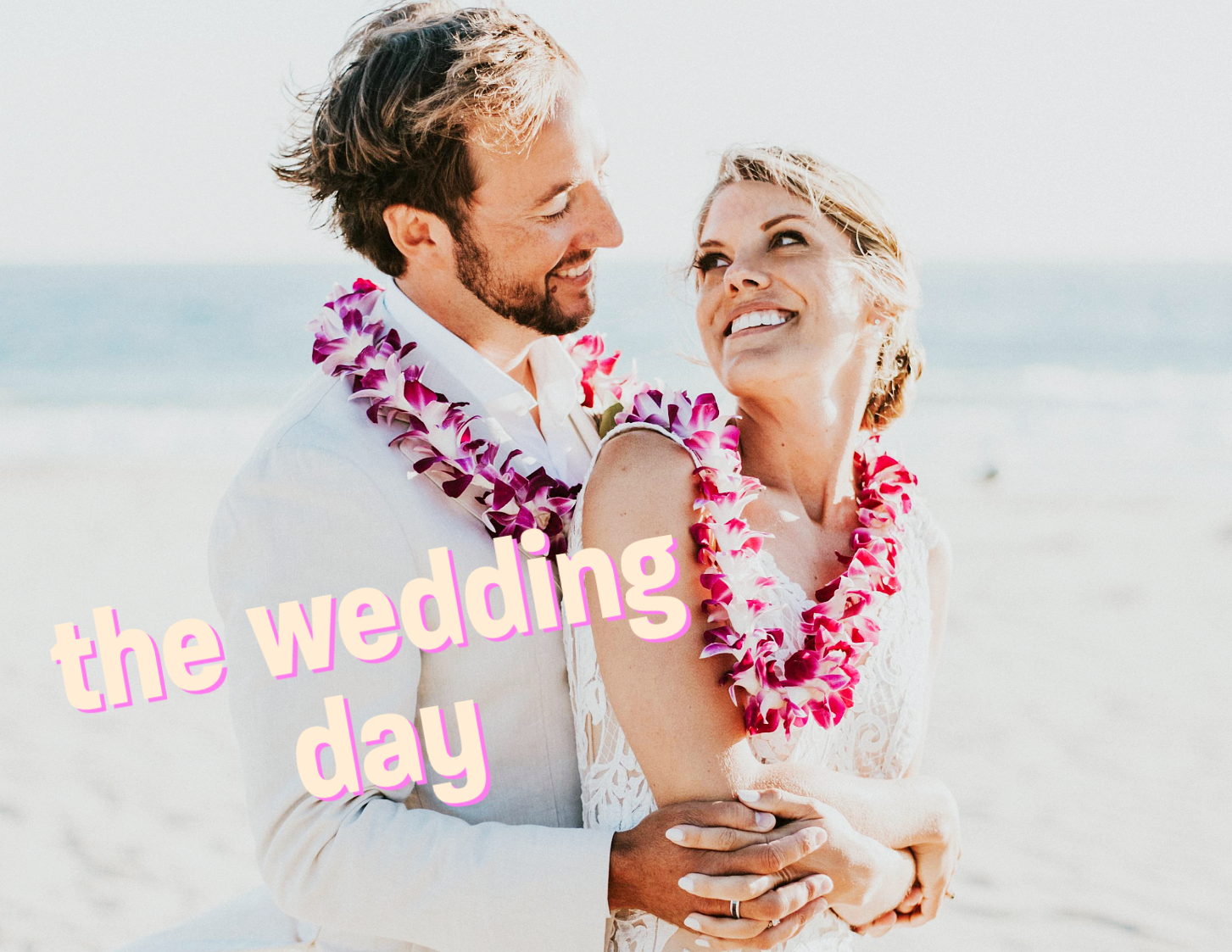 Bride and groom embrace on their wedding day at a beach venue, a joyful moment captured through storytelling wedding photography.