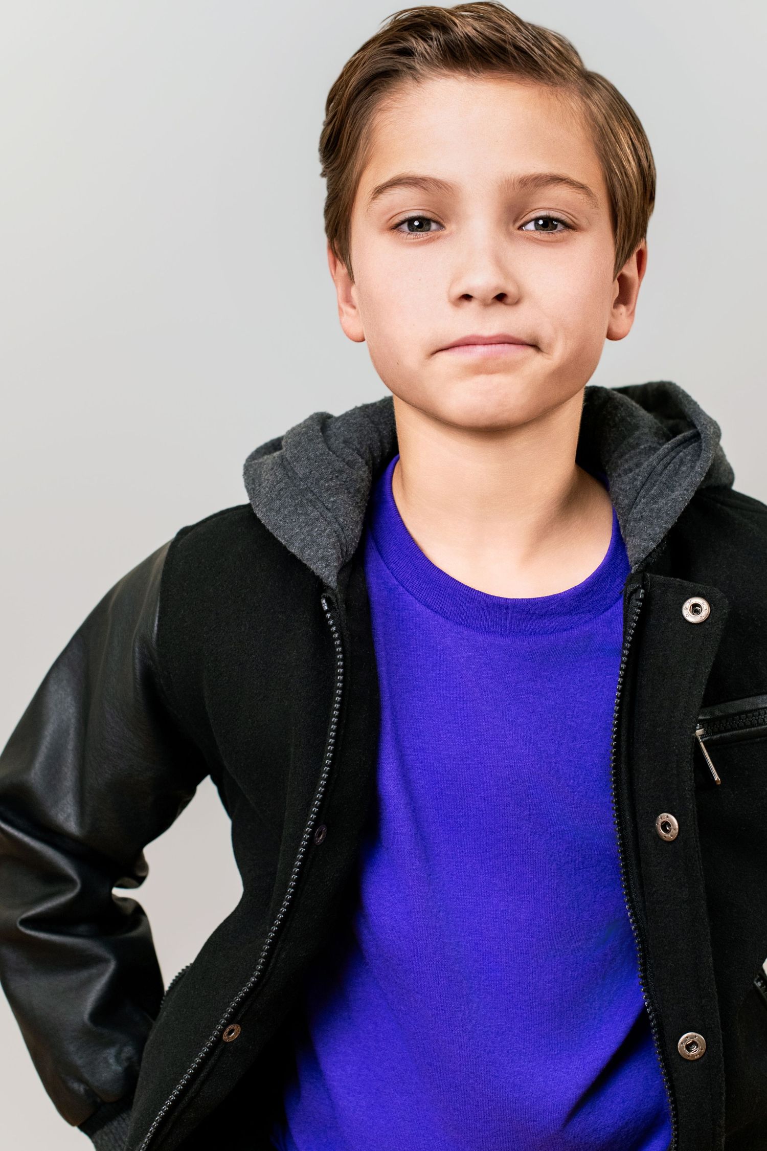 child actor headshot boy purple shirt jacket confident commercial look los angeles