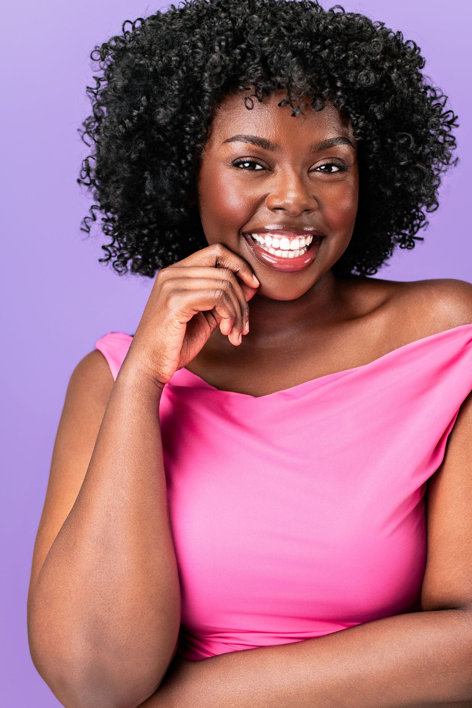 In-studio headshot photographed in Los Angeles with colorful backdrop by Nice Headshots