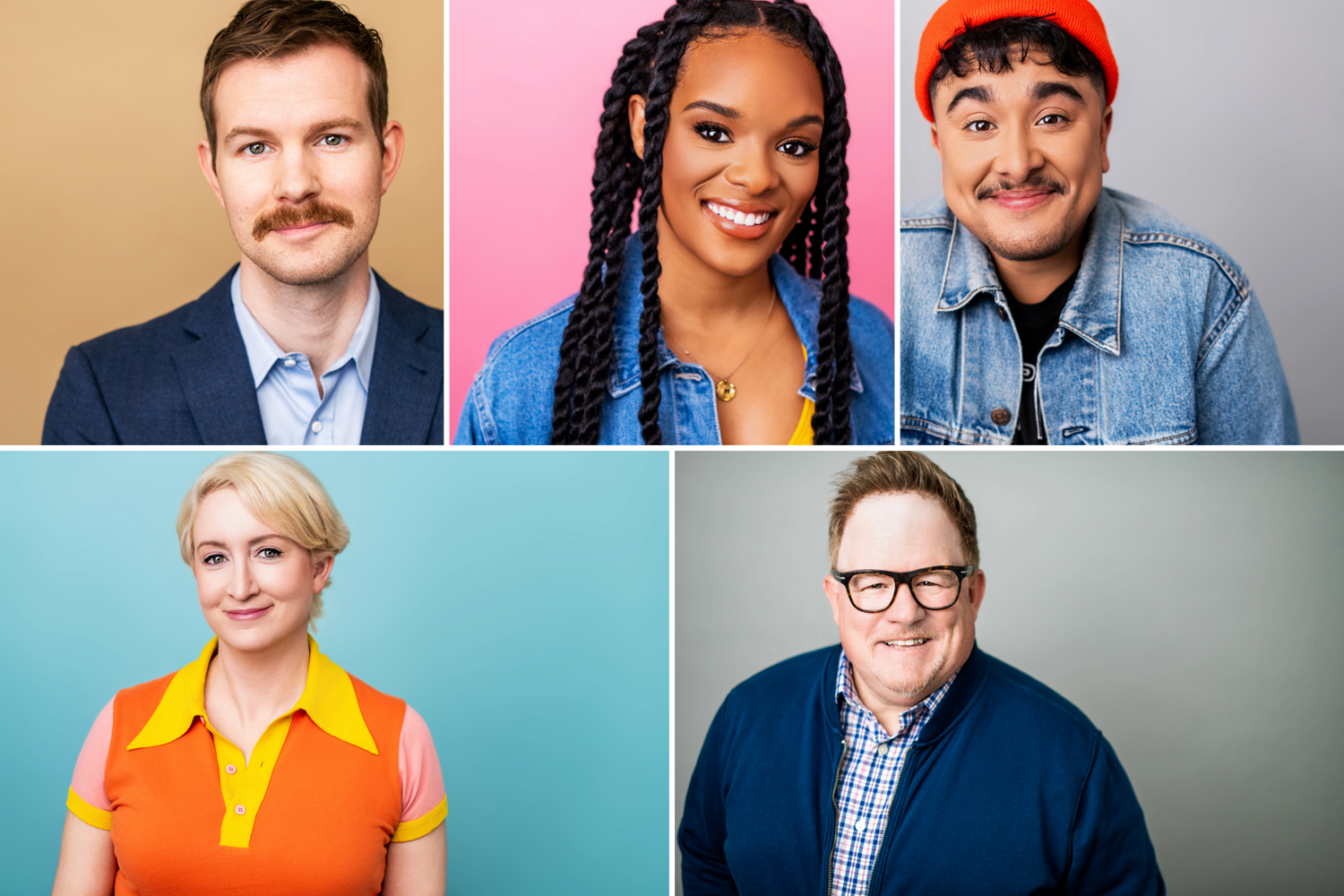 A collage of expressive business, actor, and branding headshots showing polished but personality-driven professional portraits.