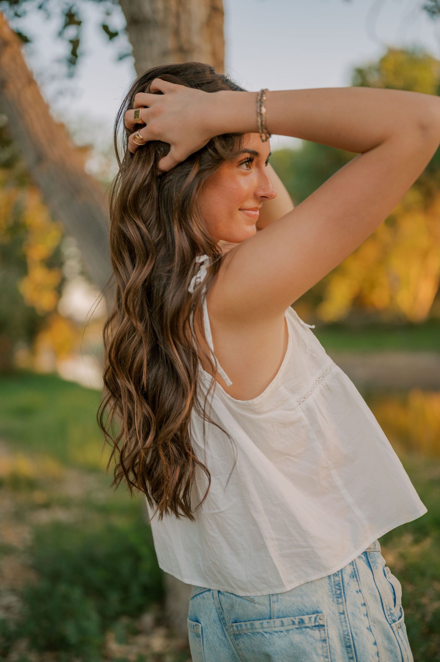 Class of 2026 senior portrait in a romantic, nature-filled canal location in gilbert arizona