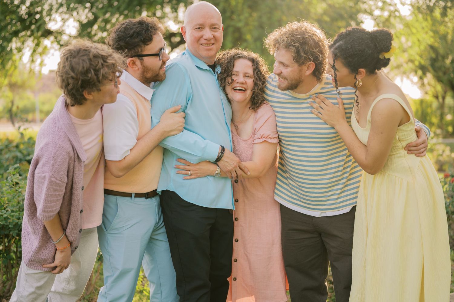 Fine art family photography in a blooming garden in Gilbert Arizona