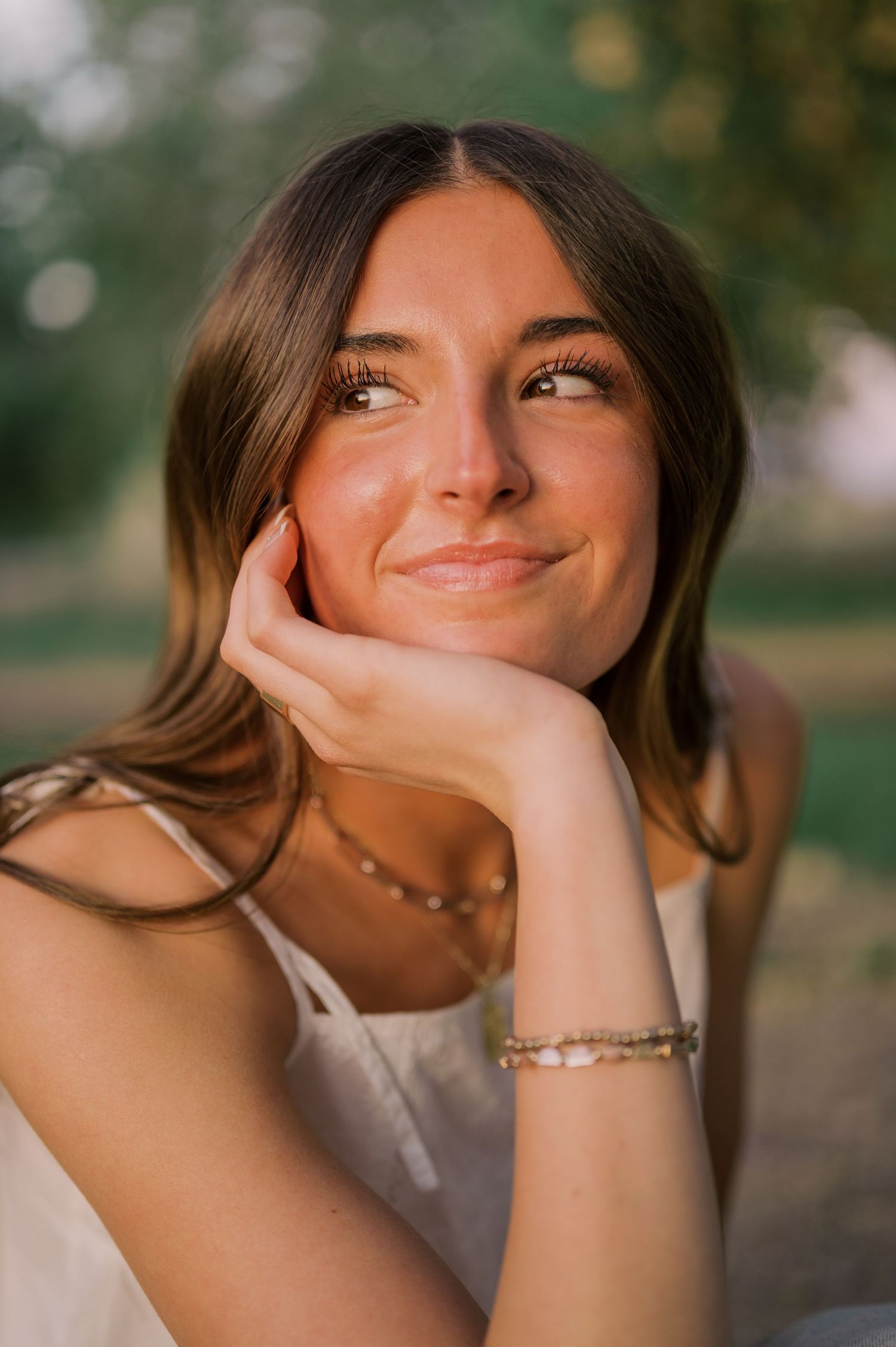 Senior session in Gilbert Arizona featuring a scenic tree-lined canal