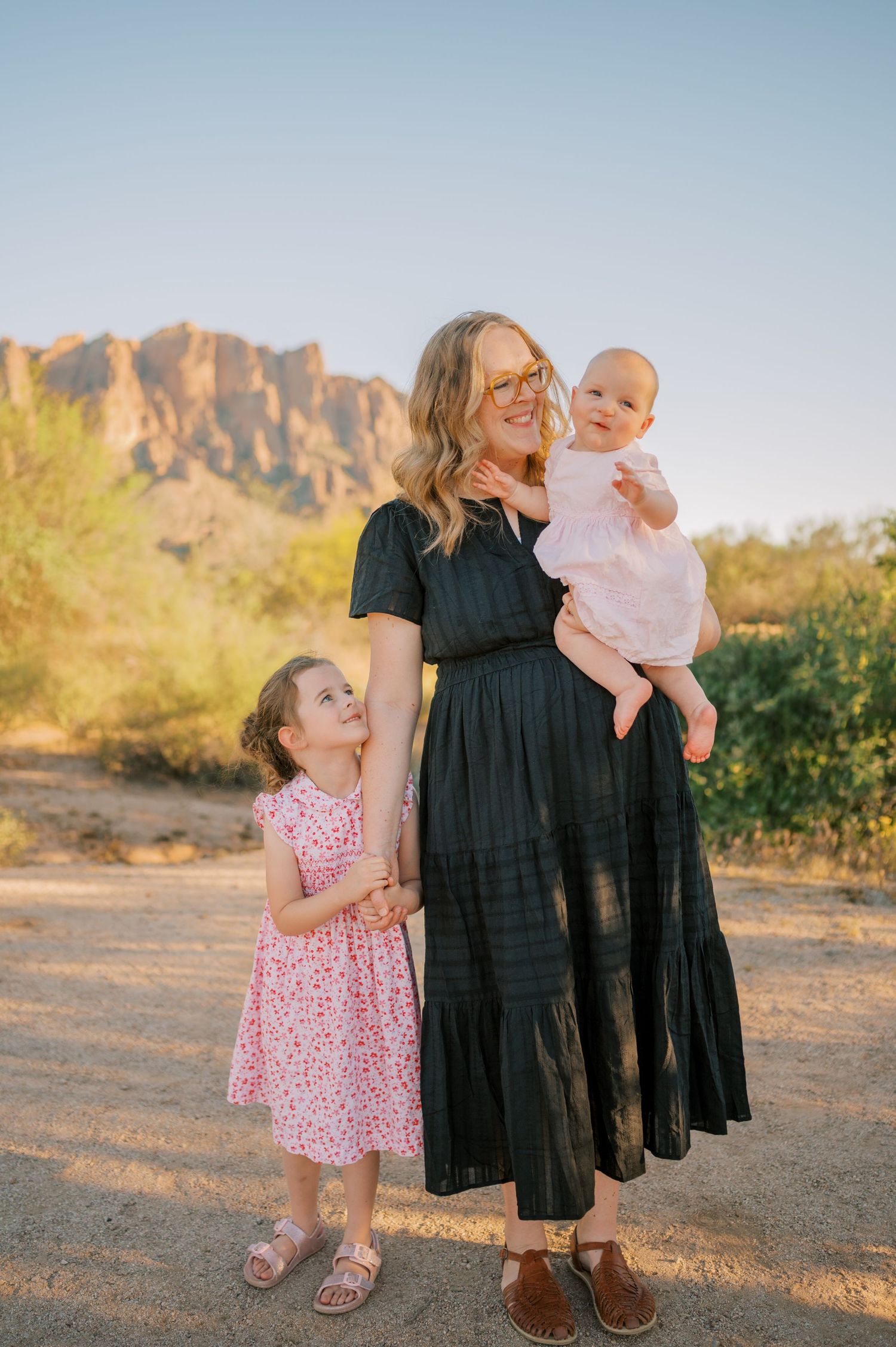 Kids laughing and playing during Arizona desert family photos