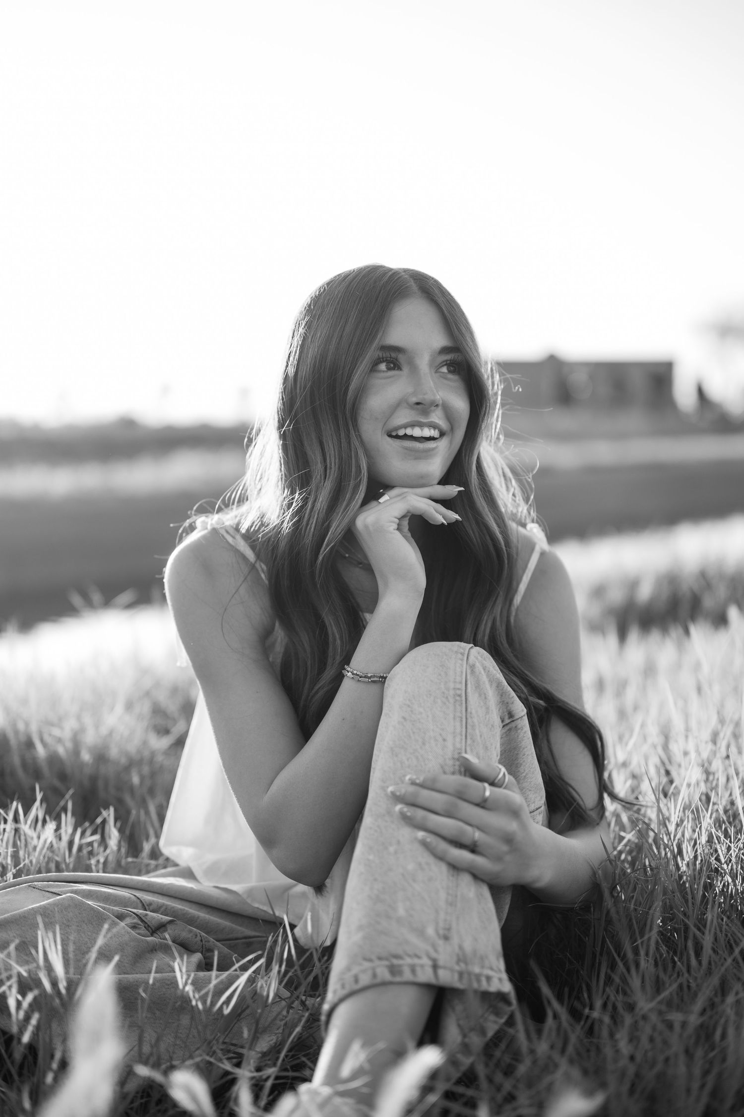 Black and white senior photo in gilbert arizona