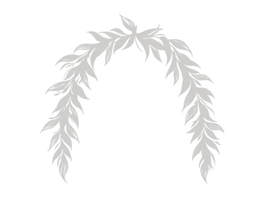 Delicate gray watercolor willow leaf arch decoration for wedding stationery design.