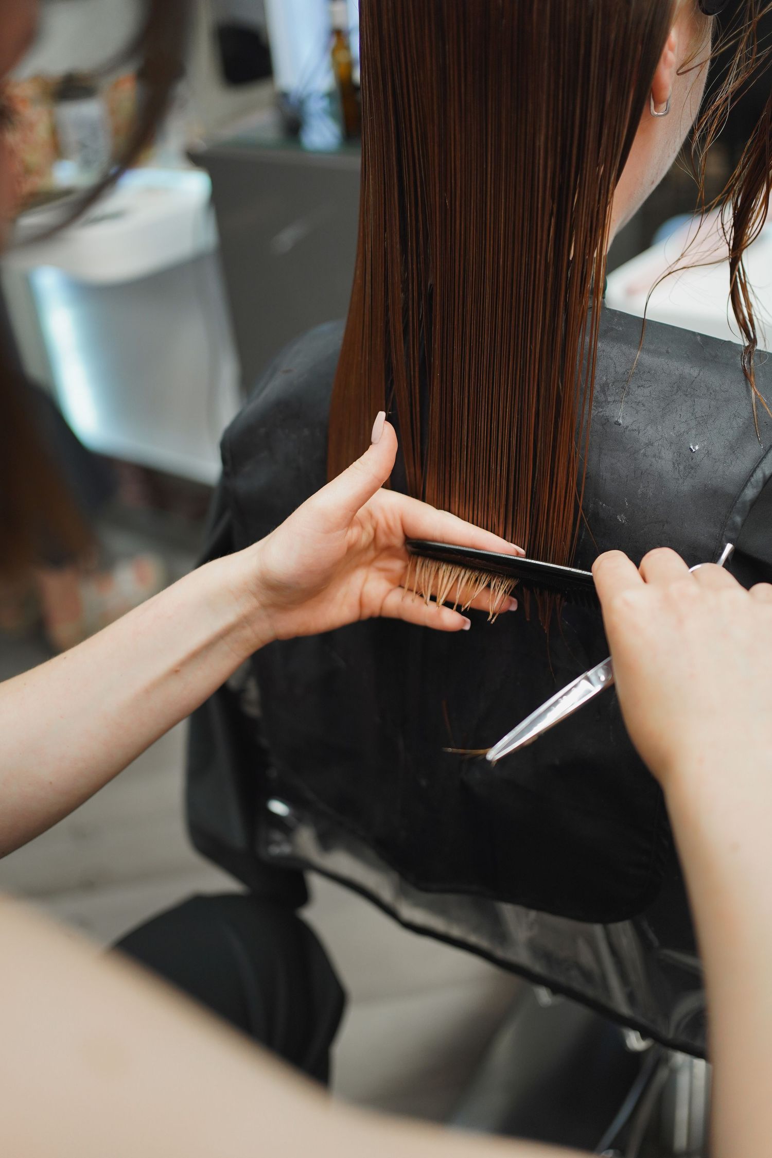 Behind-the-scenes at a hair salon photoshoot, content creation for hairdressers