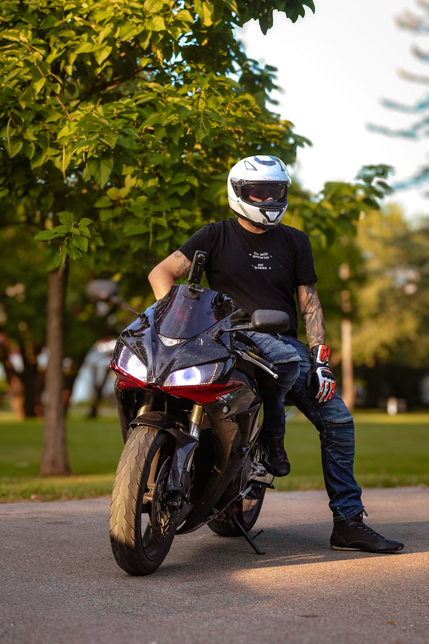 Motorcycle and owner portrait photography
