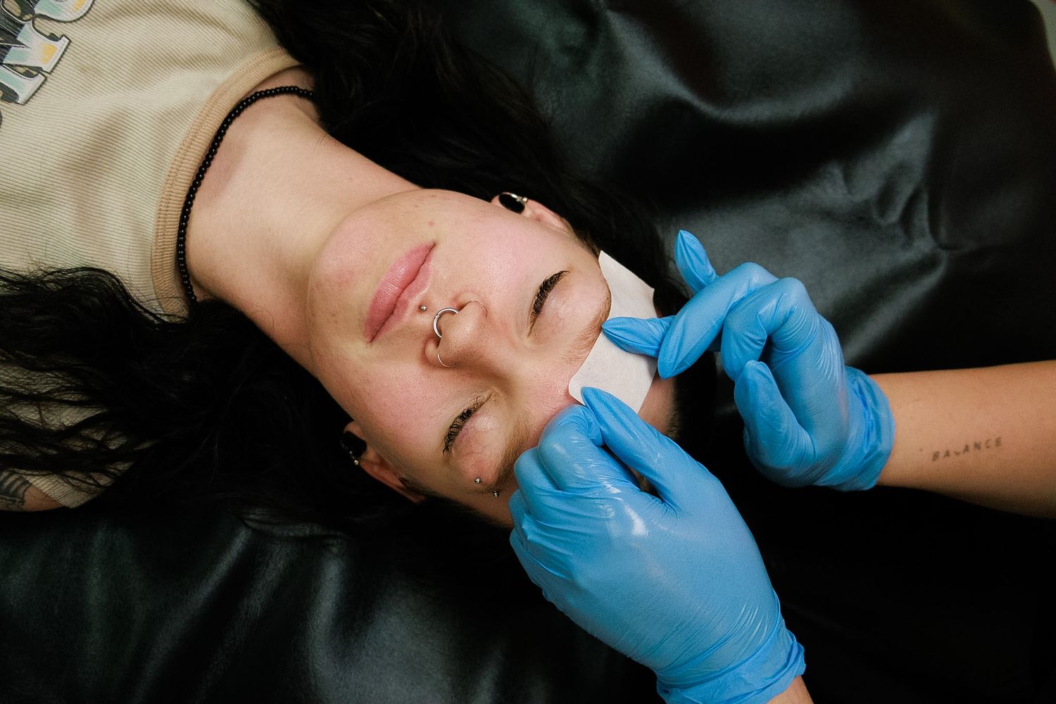 Brow waxing service branding photography