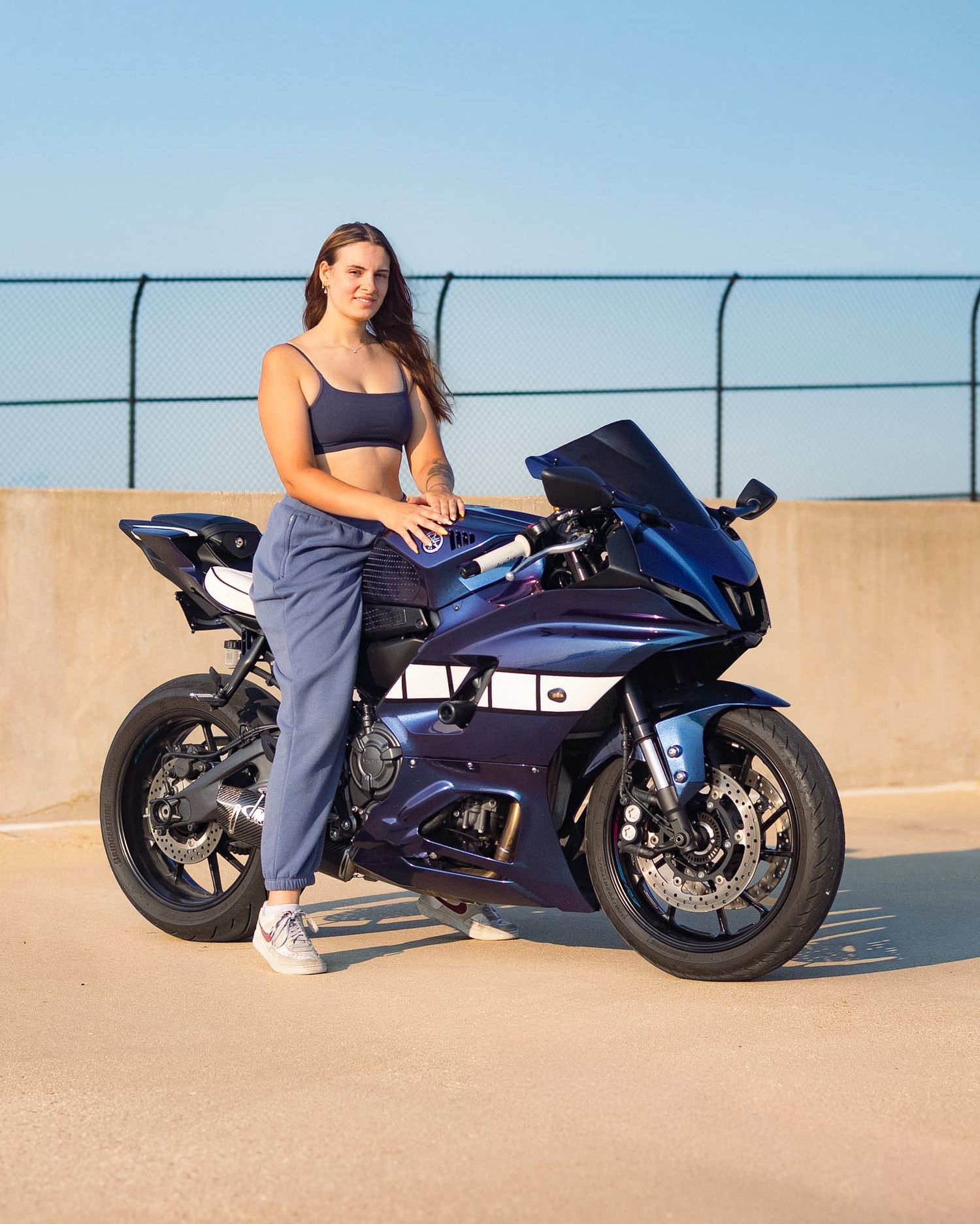 Motorcycle and owner portrait photography