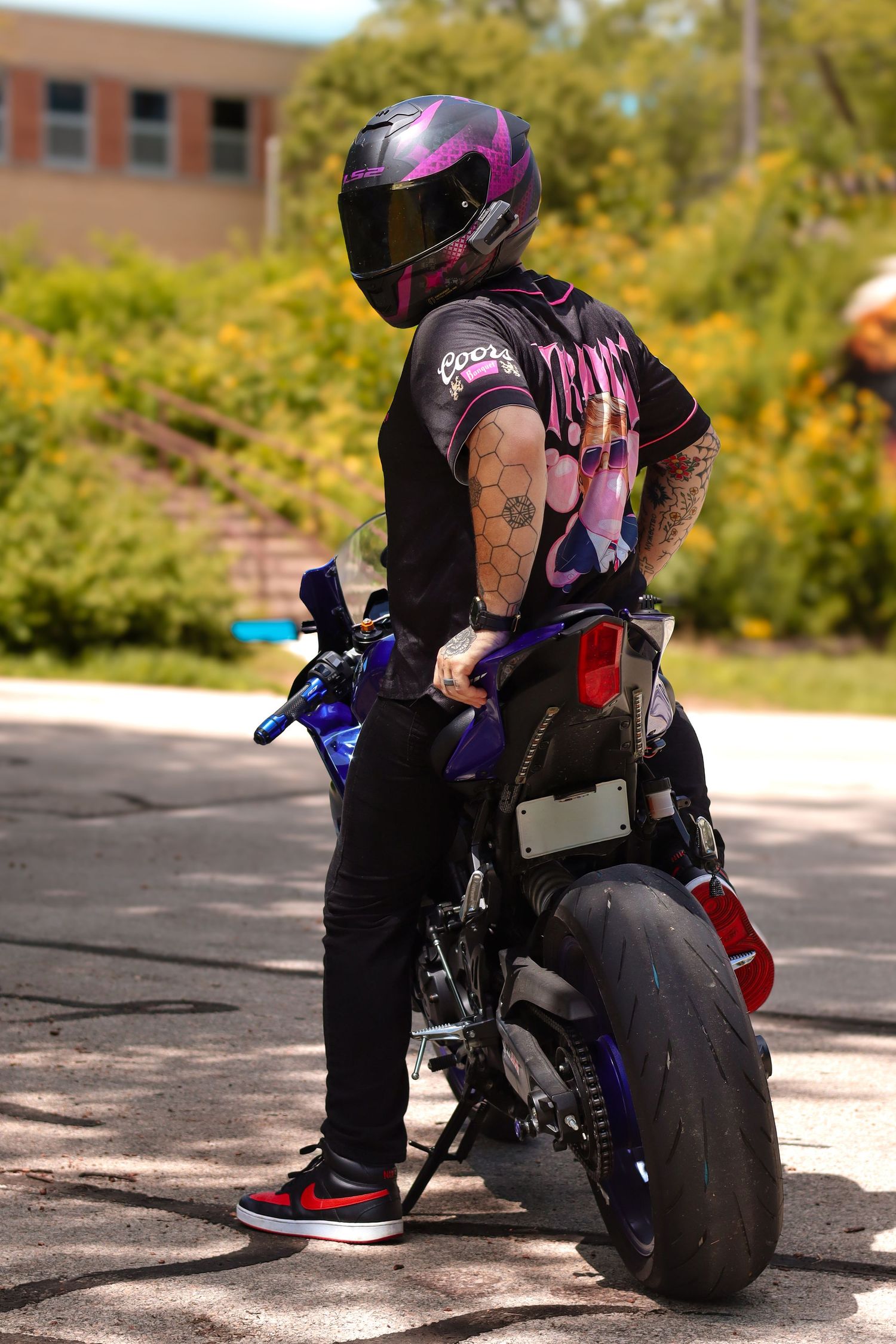 Motorcycle and owner portrait photography
