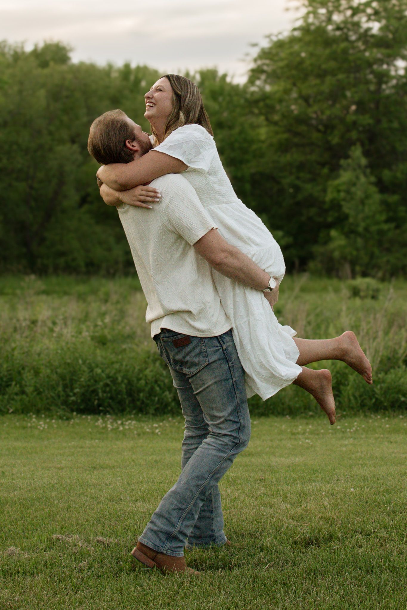 Candid portrait of a couple during an engagement session