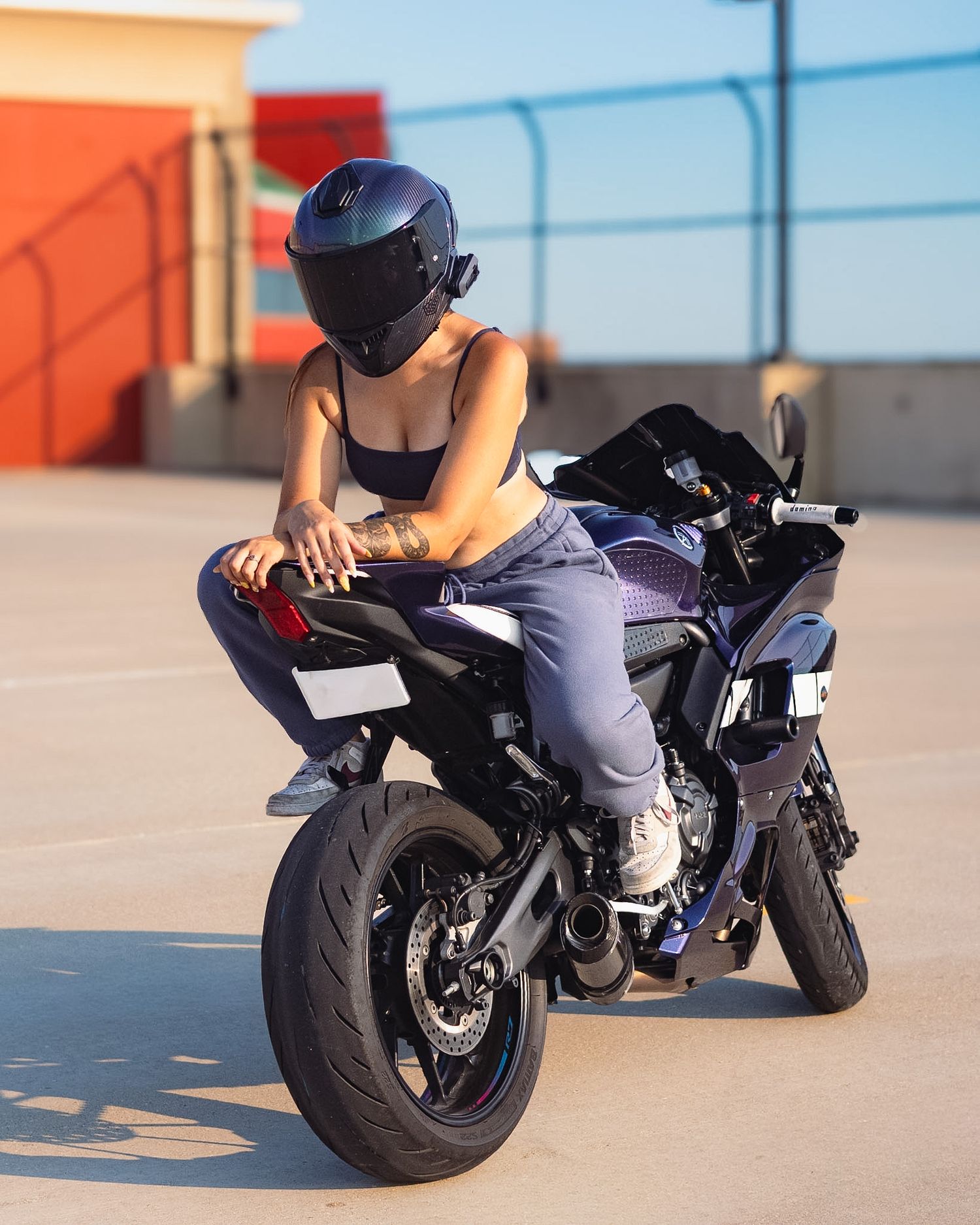 Motorcycle and owner portrait photography