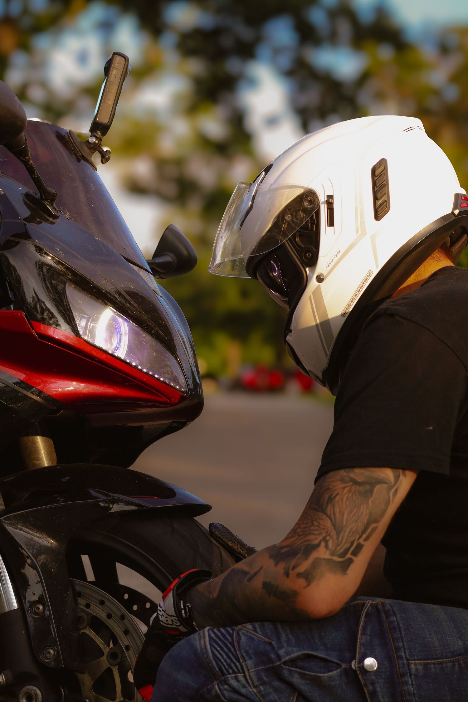 Motorcycle and owner portrait photography